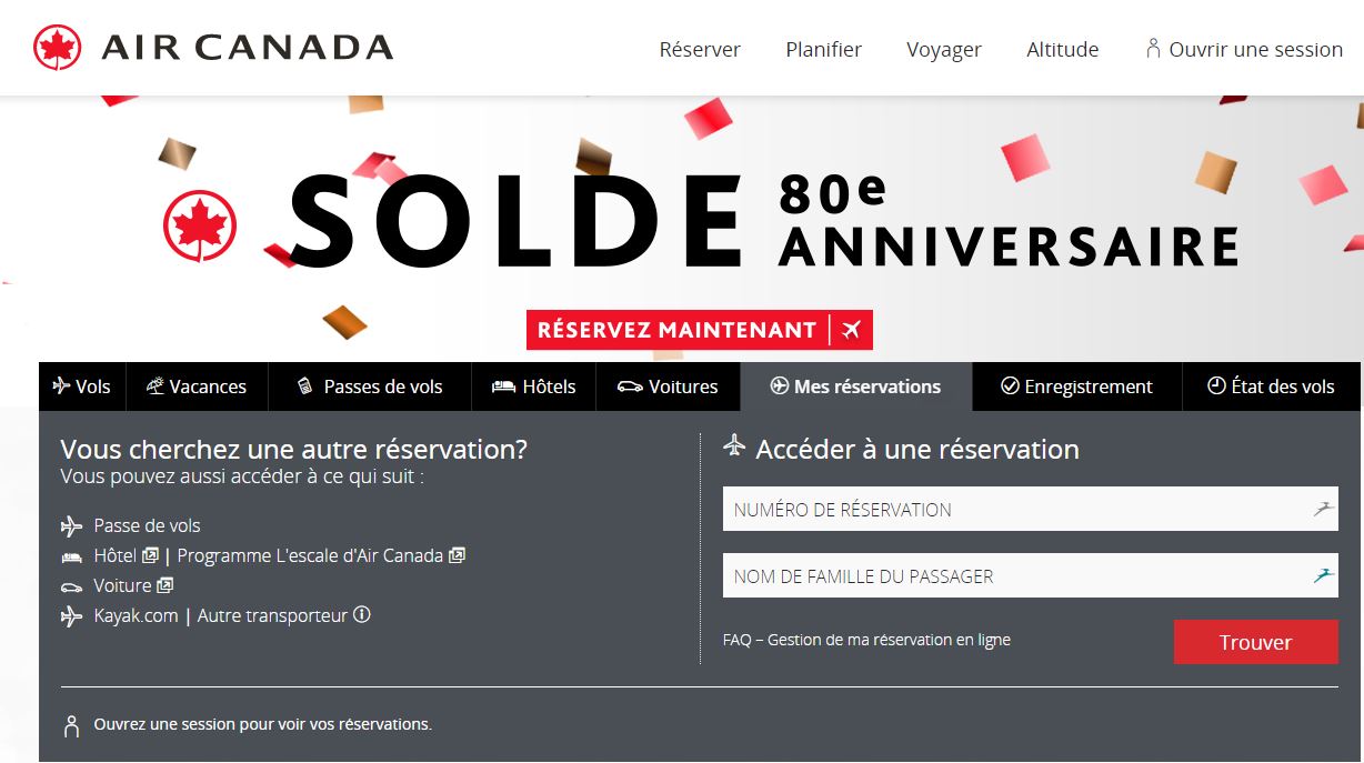 air canada billet avion